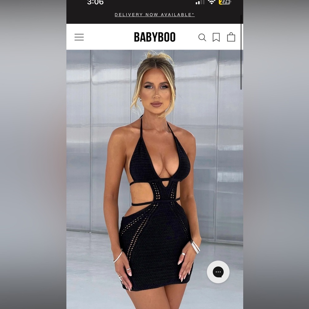 BABYBOO Black Cutout Halter Mini Dress